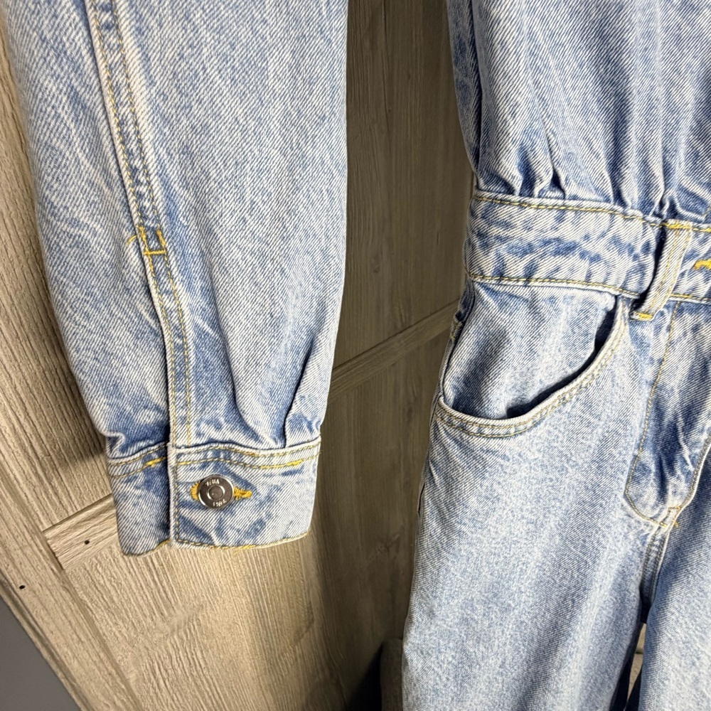 Zara Light Blue Denim Jumpsuit - Picture 6 of 8